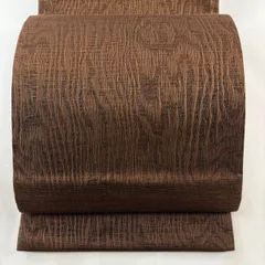袋帯 美品 秀品 樹木 縞 金糸 焦茶色 六通 正絹 【中古】