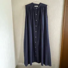 サニーレーベル　シャツワンピース　ネイビー　ノースリーブ