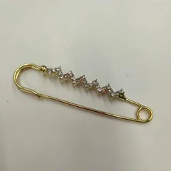 98●ラインストーン付きピンブローチ ②ゴールド ストール留め スカーフ留め 大人 かわいい さりげない おしゃれ シンプル 秋コーデ