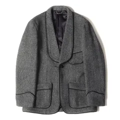 美品 RUDE GALLERY ルードギャラリー ジャケット サイズ:3 裏地フラミンゴ柄 スモーキング ジャケット SMOKING JACKET ブラック ホワイト 黒白 アウター ブルゾン コート【メンズ】のサムネイル