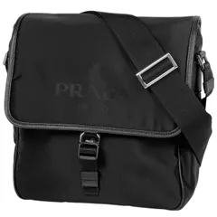 プラダ PRADA ロゴプレート ショルダーバッグ メッセンジャーバッグ ショルダーバッグ テスートナイロン ネロ(ブラック) 2VD770 レディース 【中古】