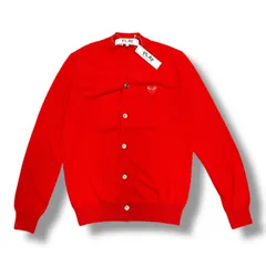参考上代31350円 未使用 PLAY COMME des GARCONS 24AW V-Neck Cardigan Vネックカーディガン ニット プレイコムデギャルソン AX-N008-051 レッド L 89795A5