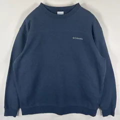 古着 コロンビア Columbia スウェット トレーナー 大きいサイズ クルーネック ワンポイントロゴ刺繍 プルオーバー  XL  ネイビー メンズ