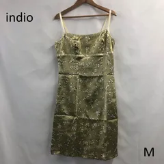 indio インディオ キャミワンピース ひざ丈 抹茶色 花柄 サイズM