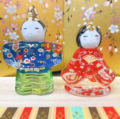 ガラス製お雛様【華友禅立雛】雛飾り 自分雛 クリスタルガラス 新品 未使用品