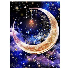 【特価商品】GOODCHI ダイヤモンドアート 5Ｄ 月 星 ダイアモンドビーズ絵画キット モザイクアート ダイヤモンド塗装 ビーズ絵画 ビーズアート DIY 手作り絵画 装飾 手芸キット 30x40cm (B)
