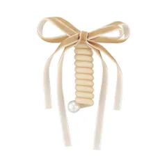 ★数量限定セール対象★ ポニーフック（コイルアップ） ダブルベロアリボン HCF0219-BE（ベージュ）