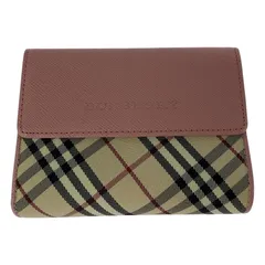 【希少】バーバリー　折り財布　ピンクベージュ　レザー　ノバチェック BURBERRY バーバリー ノバチェック 二つ折り財布 Wホック レザー