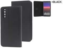 【手帳型ケース】Xperia 10 II SO-41A SOV43カラーレザー手帳ケースブラック