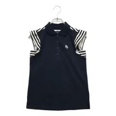 中古 レディース パーリーゲイツ PEARLY GATES 半袖ポロシャツ 00(XS) 紺 ネイビー ノースリーブ  ボーダー　小さい
