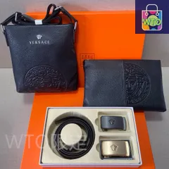 [本日特価] ヴェルサーチ Versace 高級レザー ベルト＆バッグ スーパーセット（ギフトボックス付き） [本日特価|新品未使用品]-WT0輸入