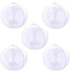 TKY プラスチックボール 球 オーナメント 飾り 透明 中空 球体 装飾 収納 DIY5個 セット(透明,  6cm)