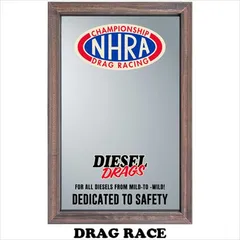 NHRA　パブミラー（DRAG RACE）　インテリア ウォールミラー 鏡  WOOD PUBMIRROR