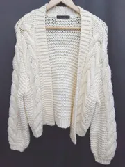 ◇ w closet ダブルクローゼット 長袖 ニット カーディガン サイズF アイボリー系 レディース P  【1406110000104】