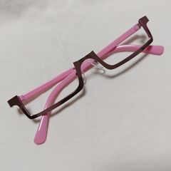 訳あり キズあり　レンズ無し 伊達 メガネ 眼鏡 スクエア メタル アンダーリム コスプレ 小物　ピンク K138