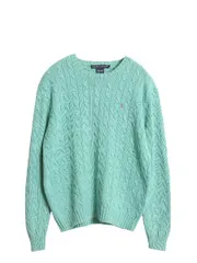 【お得なクーポン配布中!】 ラルフローレン コットン ケーブル ニット セーター レディース M ポロ 長袖ニット ワンポイント クルーネック シンプル きれいめ トップス