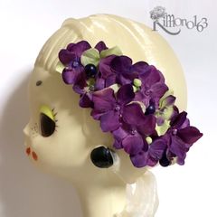 紫陽花のヘッドドレス【18】パープルグリーン