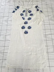 ◇ ⊂ 未使用 Simplicite シンプリシテェ 刺繍 長袖 膝下丈 ワンピース サイズF ホワイト レディース E  【1508260059725】