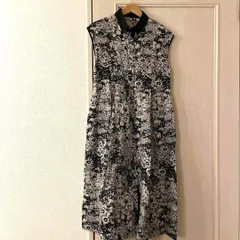 @　SHIPS primary　navy　label　シップス プライマリー　ネイビー　レーベル　花柄 総柄 リネン 麻 ワンピース シャツ ロング　お呼ばれ　デート　オフィスカジュアル　食事会　可愛い　上品　エレガント