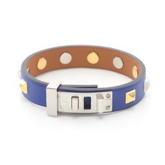 エルメス HERMES ブレスレット ミニドッグ クルー カレ ブルー ステンレススチール GP（ゴールドメッキ） ブレスレット レディース Used A