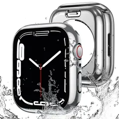 【特価商品】光沢のシルバー 41mm対応 9/8/7 Series Watch Watch Apple Apple ケース ケース アップルウォッチ 360フルボディ防水 カバー バンド 水泳・スポーツ専用 360度全面防水 ガラスフィルム 一体型 for a