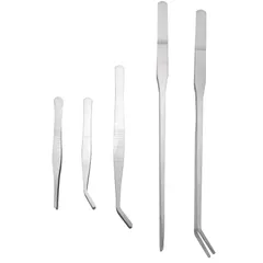 ルボナリエ ピンセット 園芸 長い ロング 先曲がり 多肉植物 観葉植物 テラリウム 園芸用ピンセット ステンレス 5個 (シルバー) [シルバー]