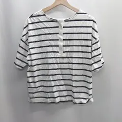 ◇ ⊂ CLOCHE クロシェ フロントハーフジッパー 半袖 Tシャツ サイズ 表記なし ホワイト ブラック レディース E  【1410290041246】