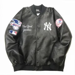 24AW ファナティクス × ジーンズファクトリー Fanatics × JEANS FACTORY 別注 MLB NY ヤンキース フェイクレザー スタジャン スタジアム ジャンパー ラグランスリーブ キルティング裏地 中綿 ロゴ