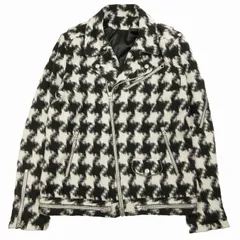 美品 20AW ノーアイディー NOID パイピング ウール ライダース ジャケット 千鳥柄 総柄 ダブル ブルゾン アウター 3/L 白 ホワイト 黒 ブラック 847006-507B メンズのサムネイル
