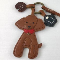 【美品】ゲンテン　バッグ用チャーム　トイプードル　レザー