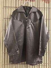 Vintage Pullover Shirt Black プルオーバーシャツ　ブラック　長袖シャツ　イタリアンカラー　サイドジップ