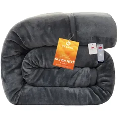 特価　掛け毛布 2枚合わせ 襟付き 冬用 厚手 フランネル 五層構造 洗える HOT】 保温 【宇宙服の調温中綿・シンサレート全面使用】【SUPER ダブル 静電気防止 毛布 ダークグレー シンサレート 180×200cm Mensu