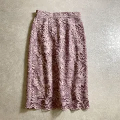 ★未使用タグ付/PROPORTION BODY DRESSING/フラワーレース デザイン ペンシル スカート /size 3/パープル/プロポーションボディドレッシング