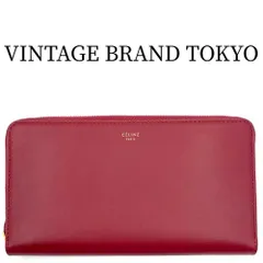 セリーヌ 長財布 レディース ラウンドファスナー ロングウォレット CELINE レザー レッド 赤 ゴールド金具 ギフト 美品【中古品】