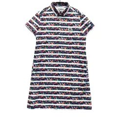 サイズ：2 JACK BUNNY ジャックバニー × LIBERTY 半袖 ポロワンピース 花 ボーダー柄 ネイビー系 [240101512010] ゴルフウェア レディース ストスト