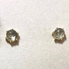 小ぶり　18KGP　宝石質　トルマリンクォーツ　AAA- ラウンド　Silver925 6本爪　ピアス　天然石　つけっぱなし