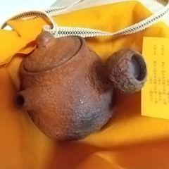 南蛮焼急須 自然釉(野焼き風)茶器 茶注 茶銚 茶注 共布 共箱 煎茶道具