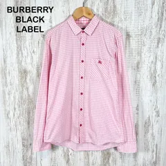 BURBERRY BLACK LABEL バーバリーブラックレーベル ホースロゴ刺繍 ギンガムチェック 長袖 シャツ ピンク メンズ M