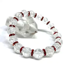 クラック水晶 パワーストーン ブレスレット  8mm RD メンズ・レディース 男性・女性  数珠 ◇