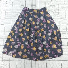 ◇ Θ クチュールブローチ 花柄 ロング丈 ロマンティックな華やかスカート スカート サイズ42 ネイビー系 レディース E  【1508200019376】のサムネイル