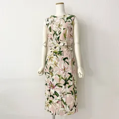 15c20 DOLCE&GABBANA ドルチェアンドガッバーナ イタリア製 ドルガバ フローラル リリードレス  ノースリーブ ブラウス トップス スカート セットアップ シルク混 42 ピンク MADE IN ITALYのサムネイル