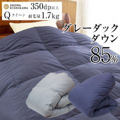昭和西川 羽毛布団 クィーン 羽毛量1.7kg (ダウン85% ダウンパワー350dp以上) 花粉フリー加工
