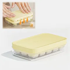 [新品※未使用] 新型 製氷皿 蓋付き製氷皿 製氷 小さい氷を 氷作る容器 押して型を離す 取り出し簡単 積み重ね可能で 収納が簡単 製氷器 氷ケースア 家庭用 オフィス用 屋外用 (氷6個, 白)のサムネイル