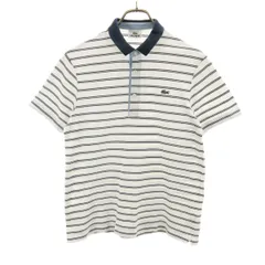 LACOSTE ラコステ 日本製 ボーダー柄 半袖 ポロシャツ 3 ホワイト メンズ 古着
