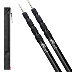 新品 FIELDOOR 伸縮式 アルミテントポール 直径32mm (高さ79～250cm) 4継無段階調節 2本セット 収納袋付き 無段階調節 振り出しタイプ 簡単 高さ調節 回すだけ ロック スライド
