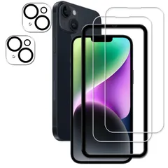 ガラスフィルム 用 カメラフィルム Plus iphone14 カバー 強化ガラス 日本素材製 保護フィルム 【2+2枚セット】KPNS