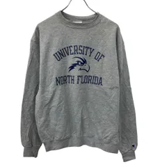 Champion プリント スウェット トレーナー M ライトグレー チャンピオン 裏起毛 ビッグプリント 古着卸 アメリカ仕入 a709-5042