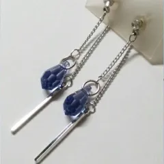 送料無料⭐２WAY★スワロフスキー石タンザナイトアメリカンピアス【十字屋】