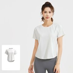 ALO YOGA ホワイト ショートスリーブ 速乾 トップス Lサイズ - メルカリ