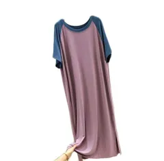 [SUIYI] （スーイ）パジャマ レディース ロングワンピース tシャツ 半袖 カジュアル ルームウェア 寝巻き 大きいサイズ 可愛い 快適 柔らかい部屋着 夏向き 薄手 モデル